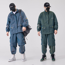 Autumn bombing Street suit jacket male student trend loose Tide brand Ruffian handsome BF sports large size two-piece set