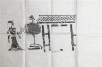 Han brick Han portrait stone rubbings rubbings drum figure figure fine rubbings mural study tea room