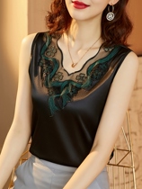 True silk big code V lead lace small harnesses vest female summer lap acetate satin spring autumn outside wearing undershirt blouses