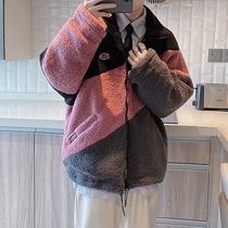 Winter Tide Day Ensemble Handsome cotton clothes loose lamb wool Teen Cotton Padded Jacket Dins pink