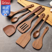 Lacena chicken wing wooden spatula Household kitchen long handle wooden spatula Non-stick special high temperature wooden cooking spatula