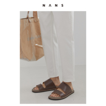 (NANS) first layer cowhide color slippers LEATHER SLIP-ON SANDALS - NSF001