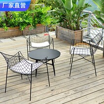 ins Net red waterproof sunscreen garden courtyard rooftop open-air leisure iron negotiation outdoor creative table and chair combination