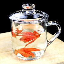 Lead-free heat-resistant glass cup home with lid tea cup transparent with water cup tea tea cup office tea cup suit