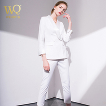 wq white suit suit womens fashion professional outfit temperament ol Korean version slim slim socialite long-sleeved suit pants