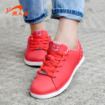 Noble Bird Women Shoes Fall Leather Face Waterproof Sneakers Middle School Students Red Board Shoes Official Flat-bottomed Casual Shoes