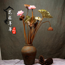 Natural one-piece dried lotus shower dried flowers Zen decoration set combination Real flower Living room decoration flower shooting props Eternal life