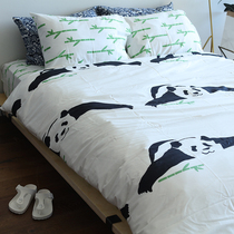 CastleGarden cotton Xinjiang twill printing four-piece set quilt cover sheet pillowcase combination AB version bamboo bear