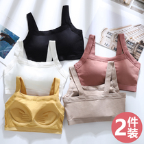 Pure Cotton No Steel Ring Sport Beauty Back Harness Mesh Red Pops Underwear Schoolgirl High School Teenage Girl Bra Vest