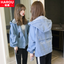 Thin denim coat girls spring and autumn clothes 2021 New Junior High School High School students Korean version of loose wild clothes