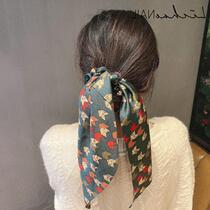 Han-style silk scarf hair with retro style BAO WEN satin mesh red float with large intestine hair ring 100 hitch haired mattail head rope