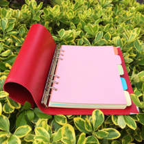 (Red) 6-hole A5 detachable soft leather surface loose-leaf notebook notepad Cornell grid horizontal line plan this error correction book wrong question this financial bookkeeping entry and exit meeting record book