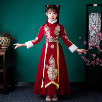 Girls Chinese style super fairy costume Hanfu children ancient style Tang costume New Year dress little girl high-end Chinese New Year dress winter