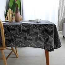 Nordic style ins Modern simple geometric pattern cotton linen tablecloth fabric rectangular cover cloth flag coffee table table cloth