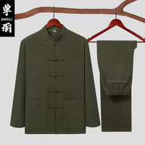 Shan Li autumn and winter Chinese style autumn Tang suit Chinese style Chinese style mountain suit cotton linen long sleeve middle-aged and elderly suit