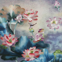 Handmade embroidery finished living room decoration hanging painting new Chinese silk collection gift Bian embroidery Lotus