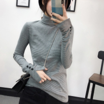 Hong Kong Tide Brand 2021 Autumn and Winter Womens European Top Long Sleeve High Neck base shirt ins Super Fire Cotton T-shirt