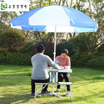 Outdoor stall Folding table with parasol School Commercial Square Table Wilderness Portable with Table One Table Four