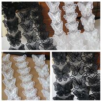 High quality double organza butterfly embroidery lace flower nail beads clothing cloth patch DIY wedding veil accessories accessories