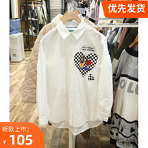 TW Little Bear Shirt Woman 2022 Spring new pure color Lean Loose Long Sleeve Shirt TTYW225106P