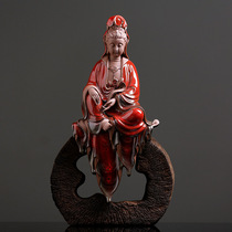 Guanyin Buddha statue ornaments ceramic Zen living room decorations Zhaocai town house decoration for home Guanyin Bodhisattva