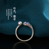 Flowers Romance Xi Vegan Original Design 925 Pure Silver Opening Ring Enamel Color Female Ring Finger China Wind Retro Silver Accessories