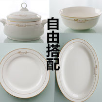 Ceramic home Korean-style rice bowls Dish Noodles Bowl Soup Bowl spoon Anti-burn bone porcelain