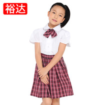 Yuda Shenzhen primary school students school uniforms spring and summer dresses performance clothes performance suits short-sleeved shirts short skirts collar flowers