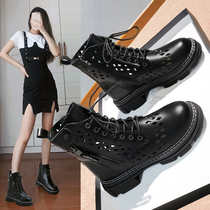Inside heightening Martin boots woman 2022 new summer breathable Inn Wind short boots 100 lap spring autumn single boot hollowed-out cool boots