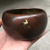 Ancient Wind Chore Old Pure Red Copper Bowl Shaped Incense Stove Tripod Pen Wash Ashtrays Home Decoration Pendulum