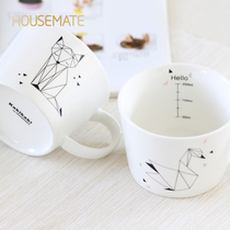 Simple mug cup ceramic mug with scale spoon office afternoon tea cup coffee cup Milk Cup