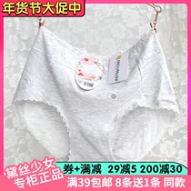 4 pieces of Desie Girls Comfortable Soft Modal Lace Simple Ladies High-waisted Boxer Panties 29115