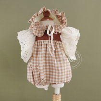 Childrens photography Apparel 100 days-half-year-old female baby autumn new plaid even body clothes in real suit shooting suit