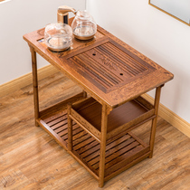 Mobile tea table Household small tea table Chicken wing wood whole tea set set table all-in-one household small tea cart