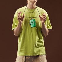 ins summer Men short sleeve T-shirt multi color avocado green loose Half sleeve solid color versatile half sleeve base shirt custom