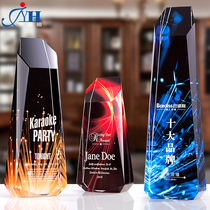 King glory glass crystal trophy custom creative lettering Childrens iceberg trophy awards outstanding employees