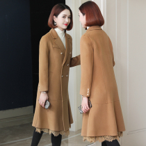 Zqqz double-sided wool coat women's long 2021 new high-grade slim 100% wool coat 5028
