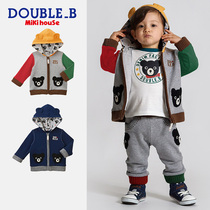 Childrens coat Mikihouse Double_ B full bear three-ear hoodie boys and girls autumn and winter collection