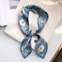 Korean version of new flower silk scarf ladies spring and autumn Joker long scarf Korean decoration thin narrow scarf summer