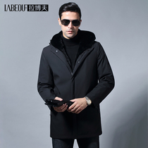 Labov Spring Summer Business Casual Workout Version mens mid-length warm fur how about a 100 lap jacket