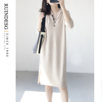 RUINDESG high-end knitted dress 2022 new spring and autumn women's long sleeve hooded dress