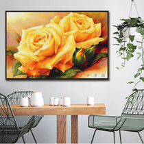 ABV old thirty words embroidery 2019 new pure cotton thread precision printing full embroidery flower yellow rose lucky fragrance