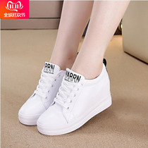 Net red sports shoes female thick bottom 2021 New Korean version of Joker inside the increase slope heel small white shoes breathable casual single shoes