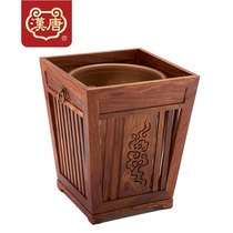 Han Tang solid wood vintage tea bucket tea bucket Household tea residue bucket Small trash can drainage bucket waste water bucket