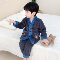 Boys flannel pajamas fall winter plus boybaby baby winter clothes thickened coral velvet children split home suit