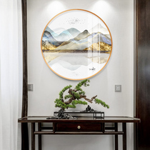 Huguang mountain color entrance decorative painting new Chinese round light luxury landscape living room back to Jinshan corridor hanging painting