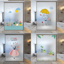 Window glass sticker frosted transparent toilet bathroom toilet peep-proof cartoon cute door and window film