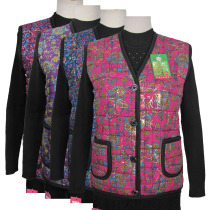 Break code clear cabin mid-old spring autumn and winter female cotton waistcoat Waistcoat Mom outside wearing cardio-vests purple red XXXL