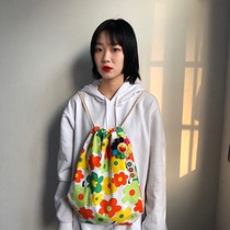  Xiaohua flower earth cool bungee drawstring backpack bundle pocket school bag lightweight sports bag Simple