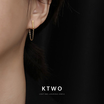 Cold wind new simple fashion temperament K gold stud earrings female stream Su drop earrings show thin face net red earrings ear buckle